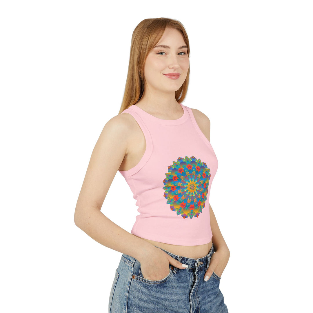 Vibrant Mandala Racerback Tank Top Tank Top - Blululi