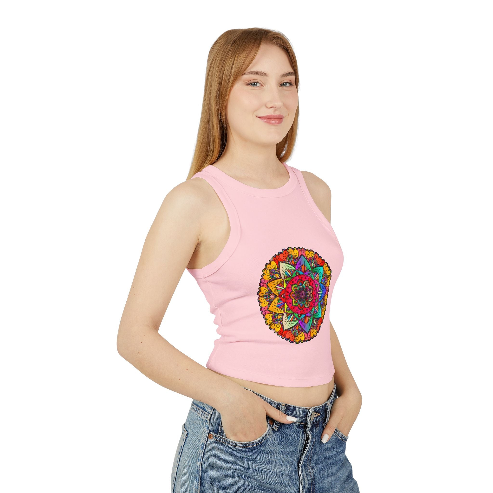 Vibrant Mandala Racerback Tank Top Tank Top - Blululi