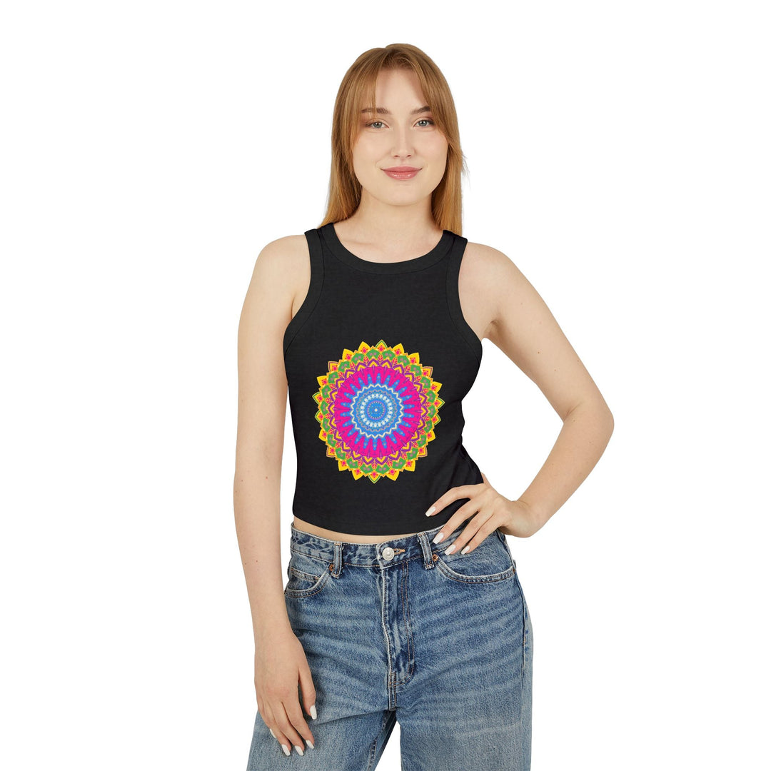 Vibrant Mandala Racerback Tank Top Tank Top - Blululi