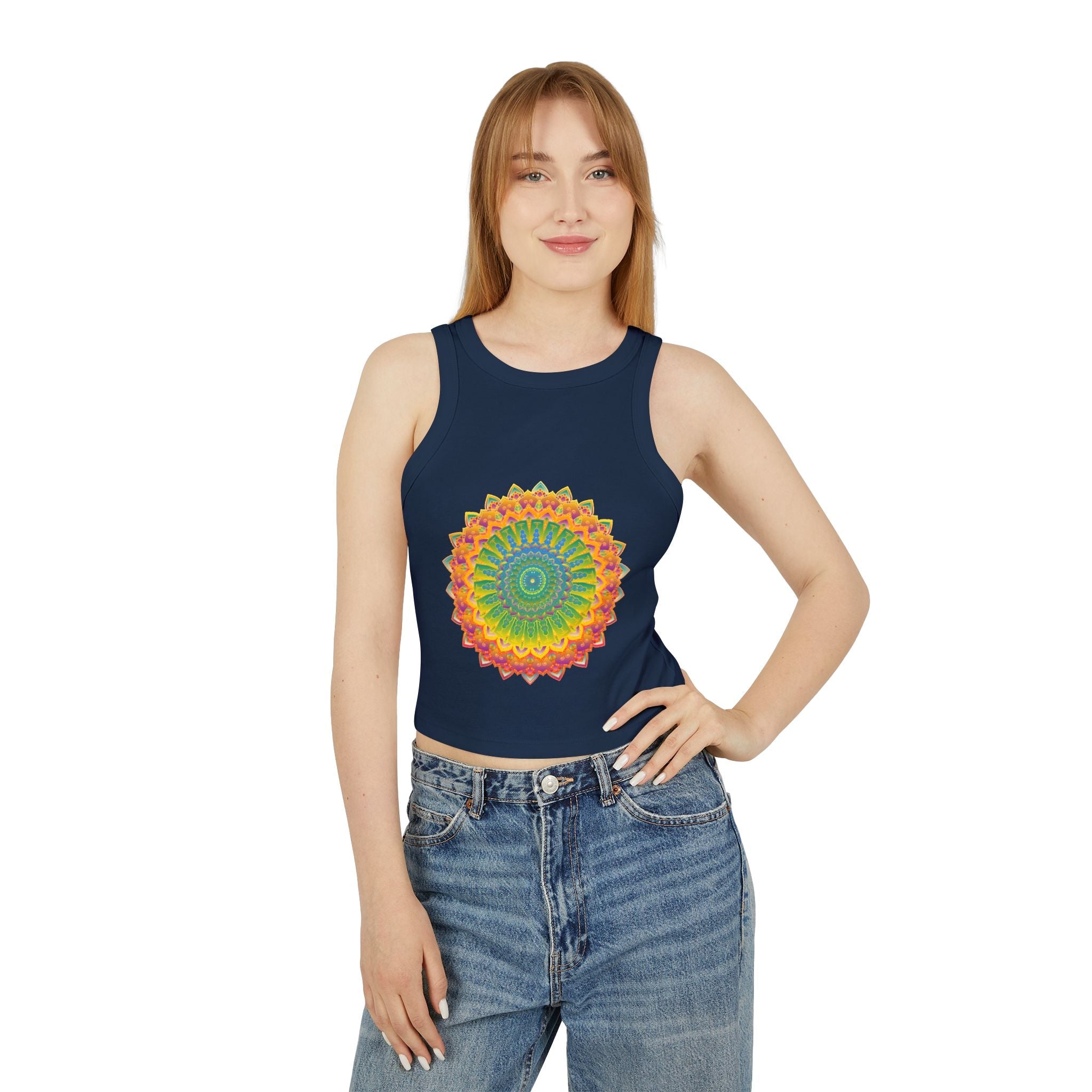 Vibrant Mandala Racerback Tank Top Tank Top - Blululi