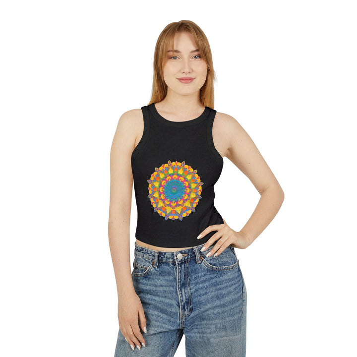 Vibrant Mandala Racerback Tank Top Tank Top - Blululi