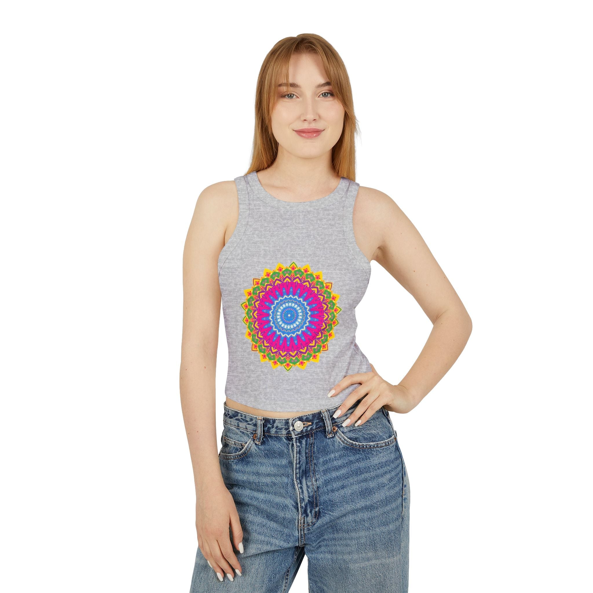 Vibrant Mandala Racerback Tank Top Tank Top - Blululi