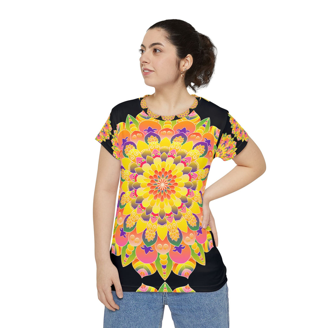 Vibrant Mandala Rainbow Design Women's T-Shirt All Over Prints - Blululi