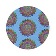 Vibrant Mandala Round Rug with Grape Background - 60" Chenille Decor - Blululi