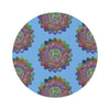 Vibrant Mandala Round Rug with Grape Background - 60" Chenille Decor - Blululi