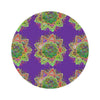 Vibrant Mandala Round Rug with Grape Background - 60" Chenille Decor - Blululi