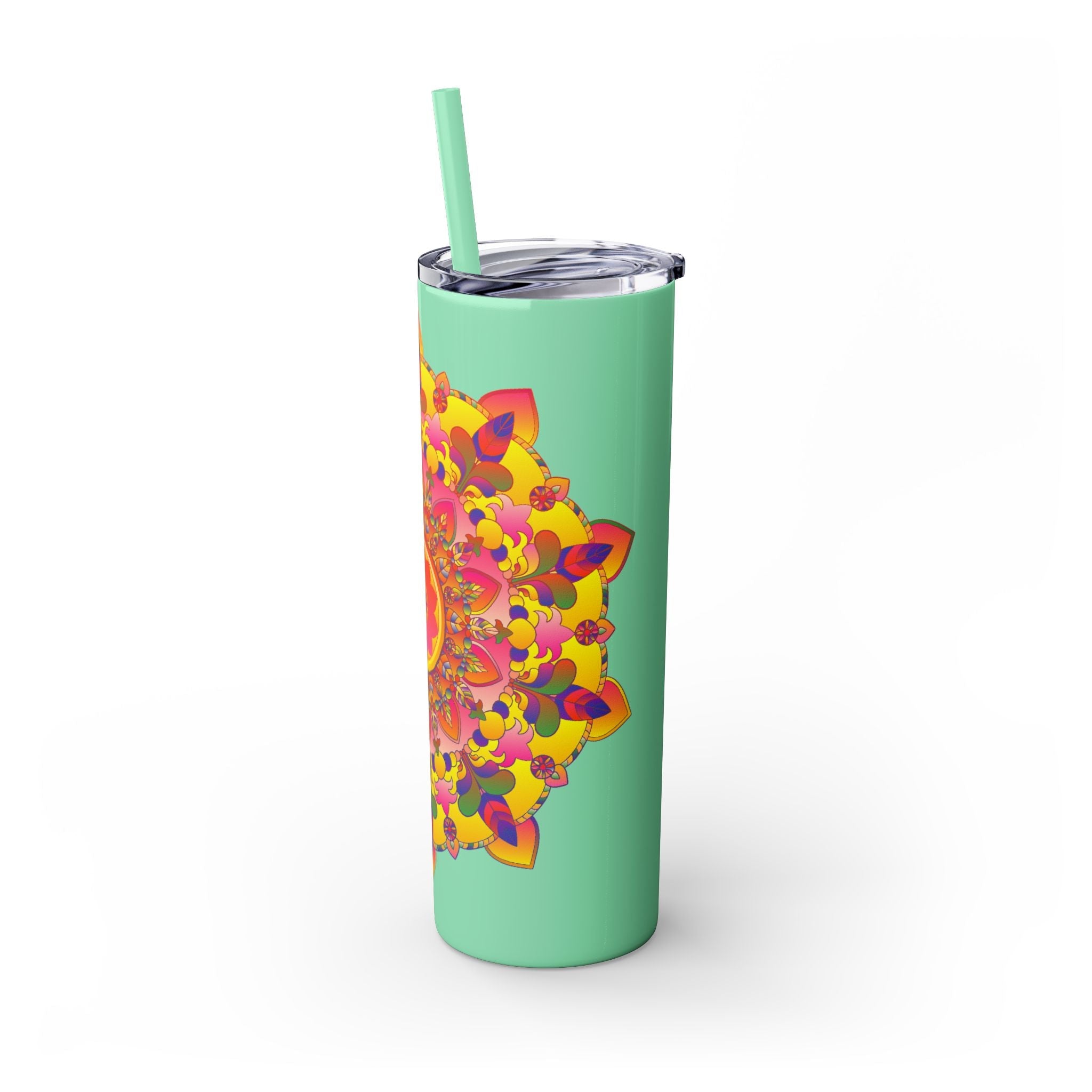 Vibrant Mandala Skinny Tumbler - Hot & Cold Drinks Mug - Blululi