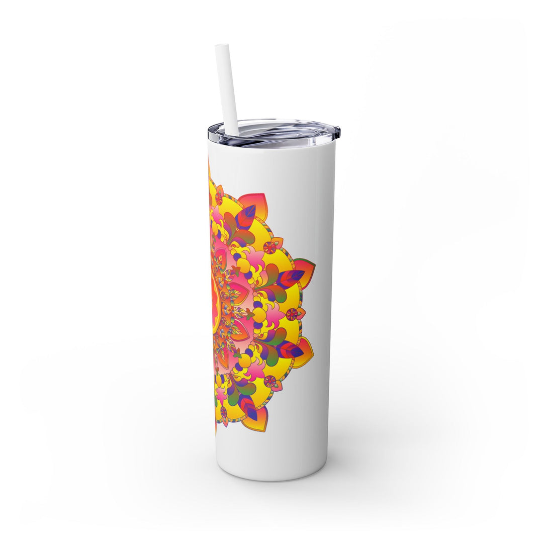 Vibrant Mandala Skinny Tumbler - Hot & Cold Drinks Mug - Blululi