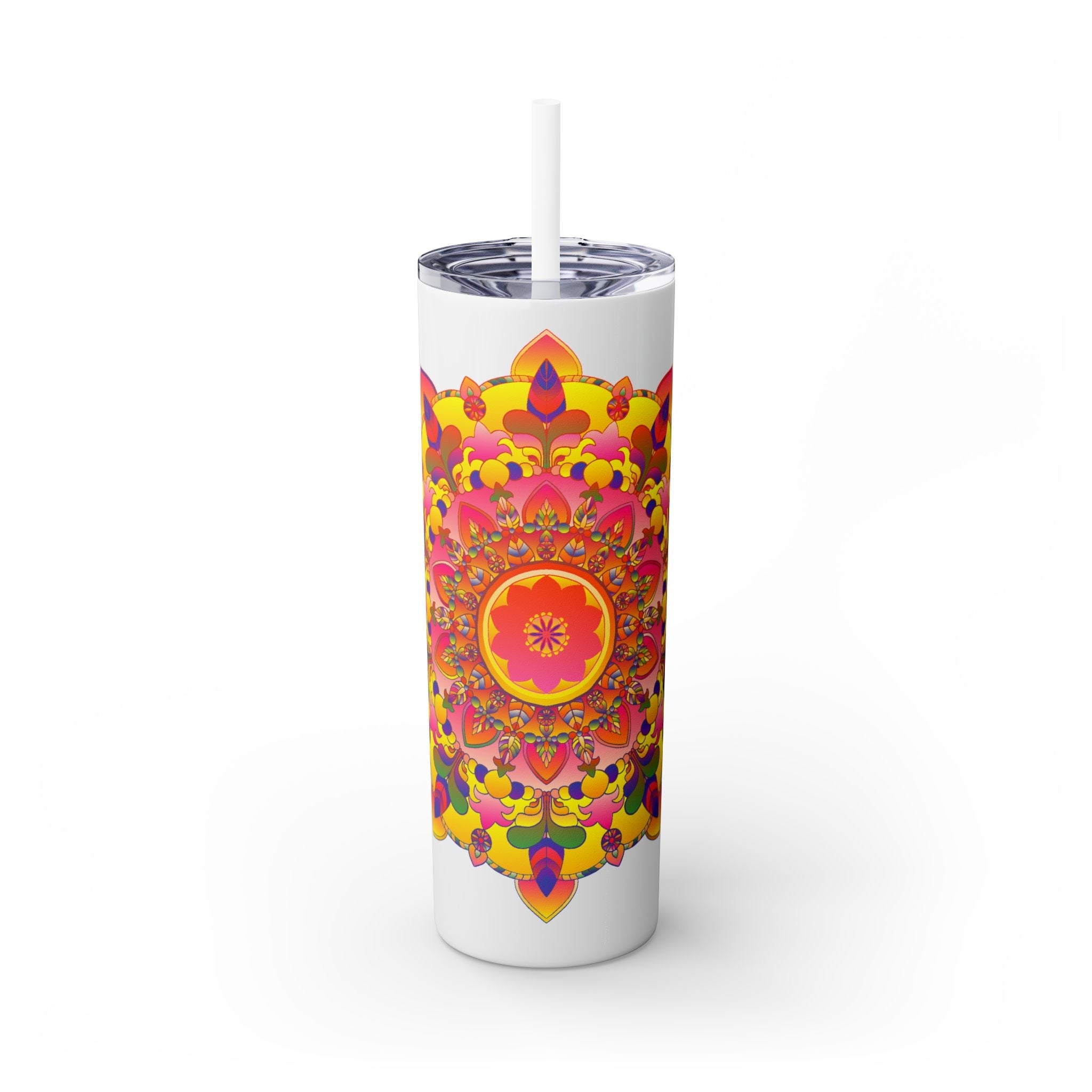 Vibrant Mandala Skinny Tumbler - Hot & Cold Drinks Mug - Blululi