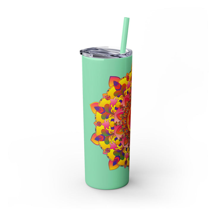 Vibrant Mandala Skinny Tumbler - Hot & Cold Drinks Mug - Blululi