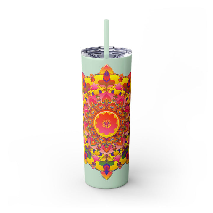 Vibrant Mandala Skinny Tumbler - Hot & Cold Drinks Mug - Blululi