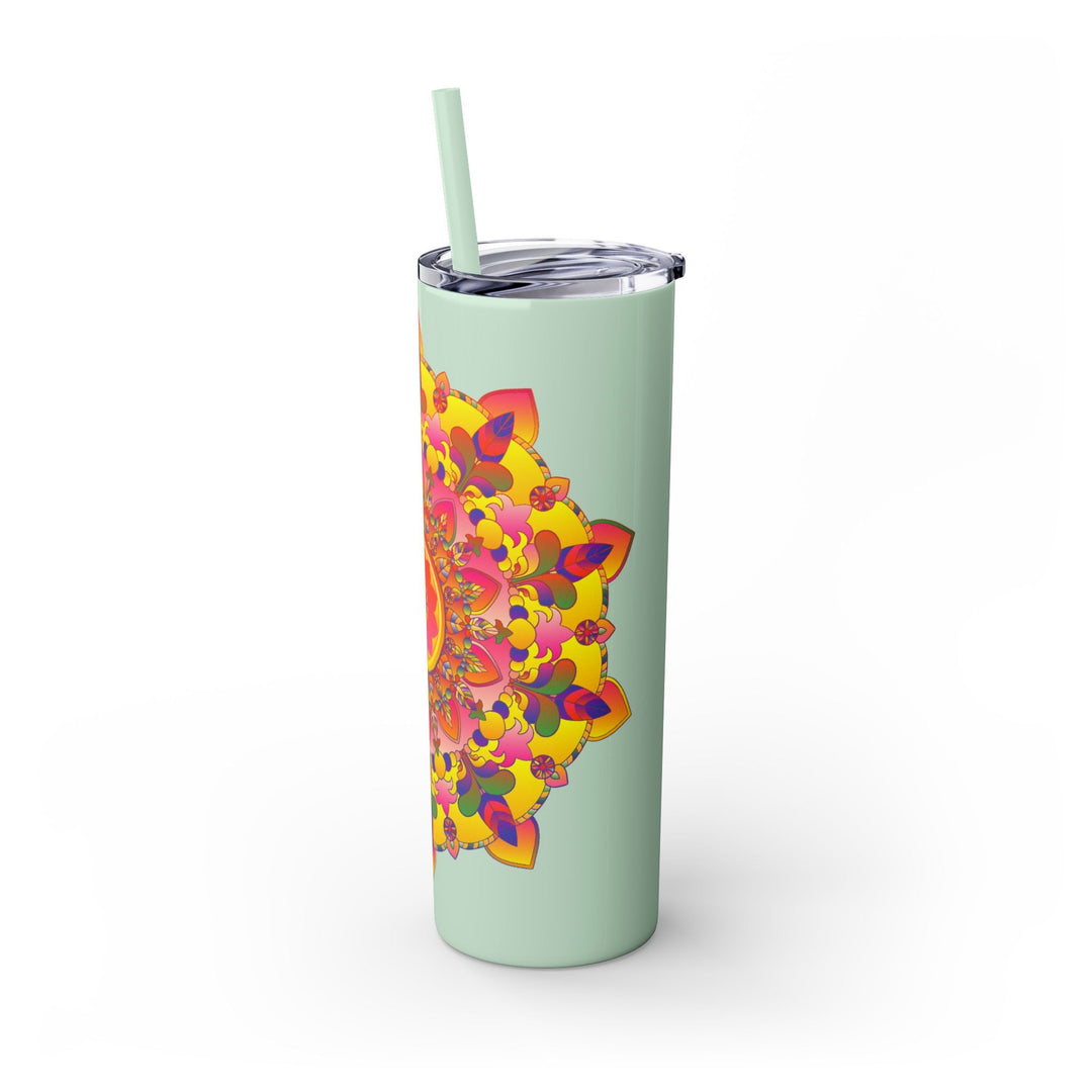 Vibrant Mandala Skinny Tumbler - Hot & Cold Drinks Mug - Blululi