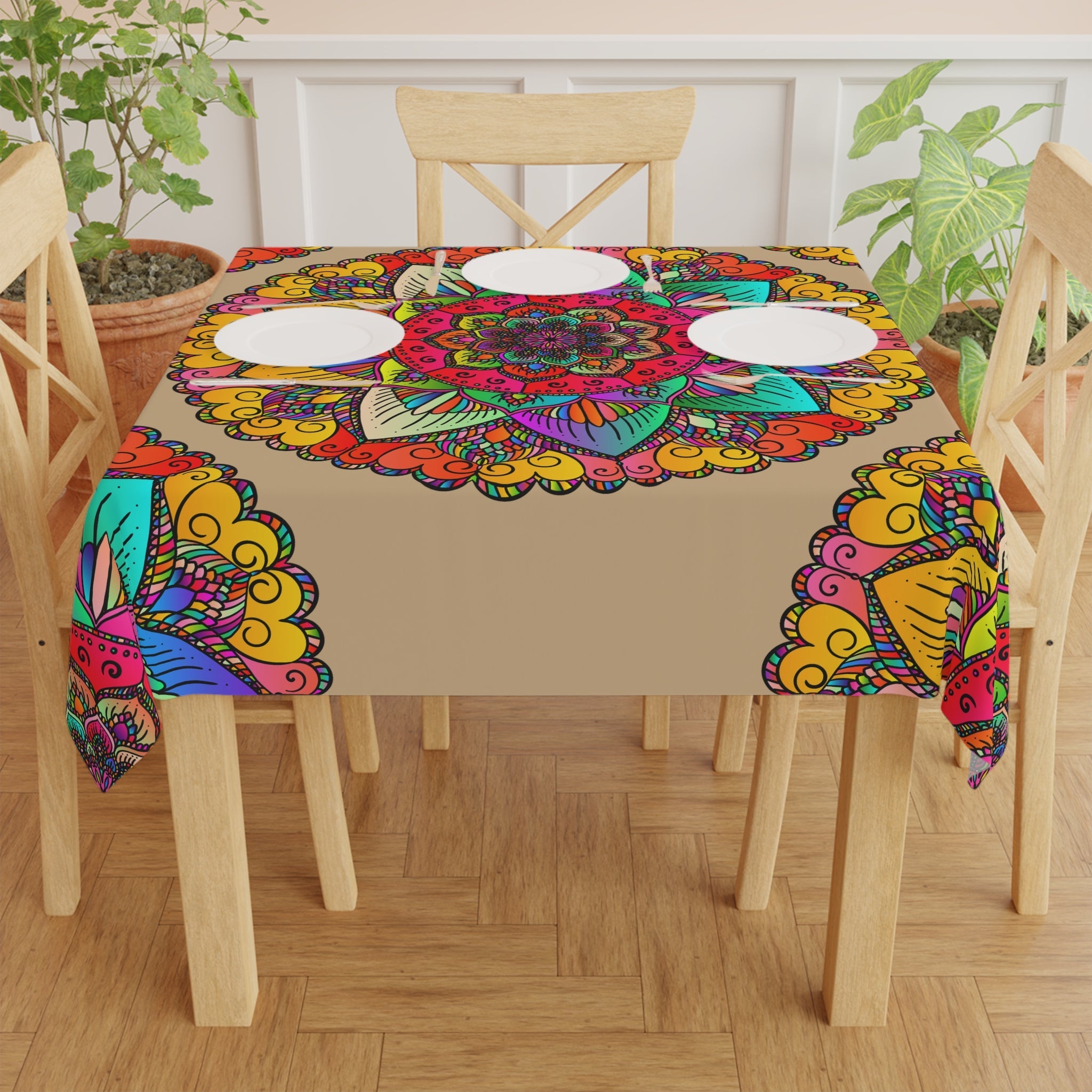 Vibrant Mandala Tablecloth - Bohemian Sand Design Home Decor - Blululi