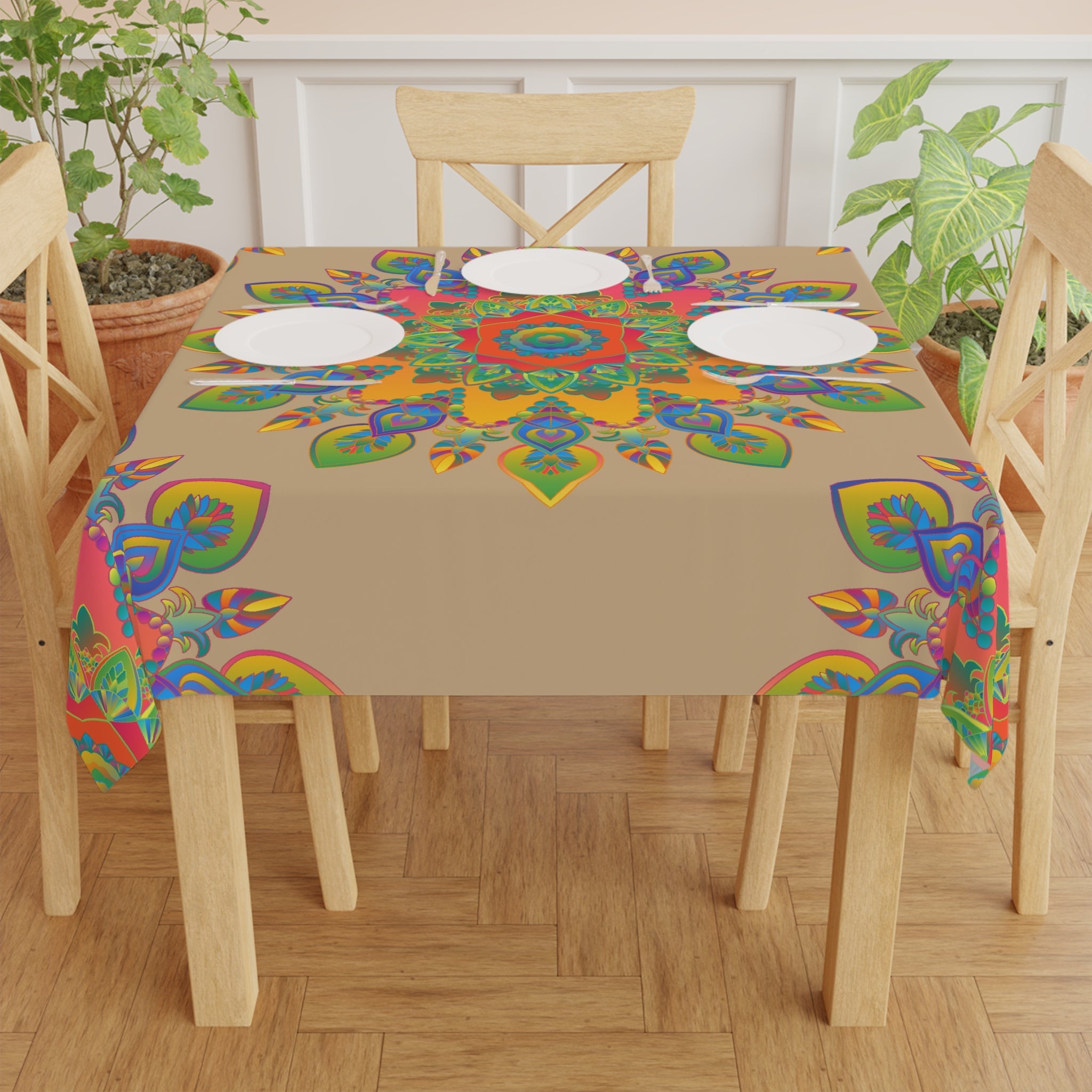 Vibrant Mandala Tablecloth - Circular Design Home Decor - Blululi