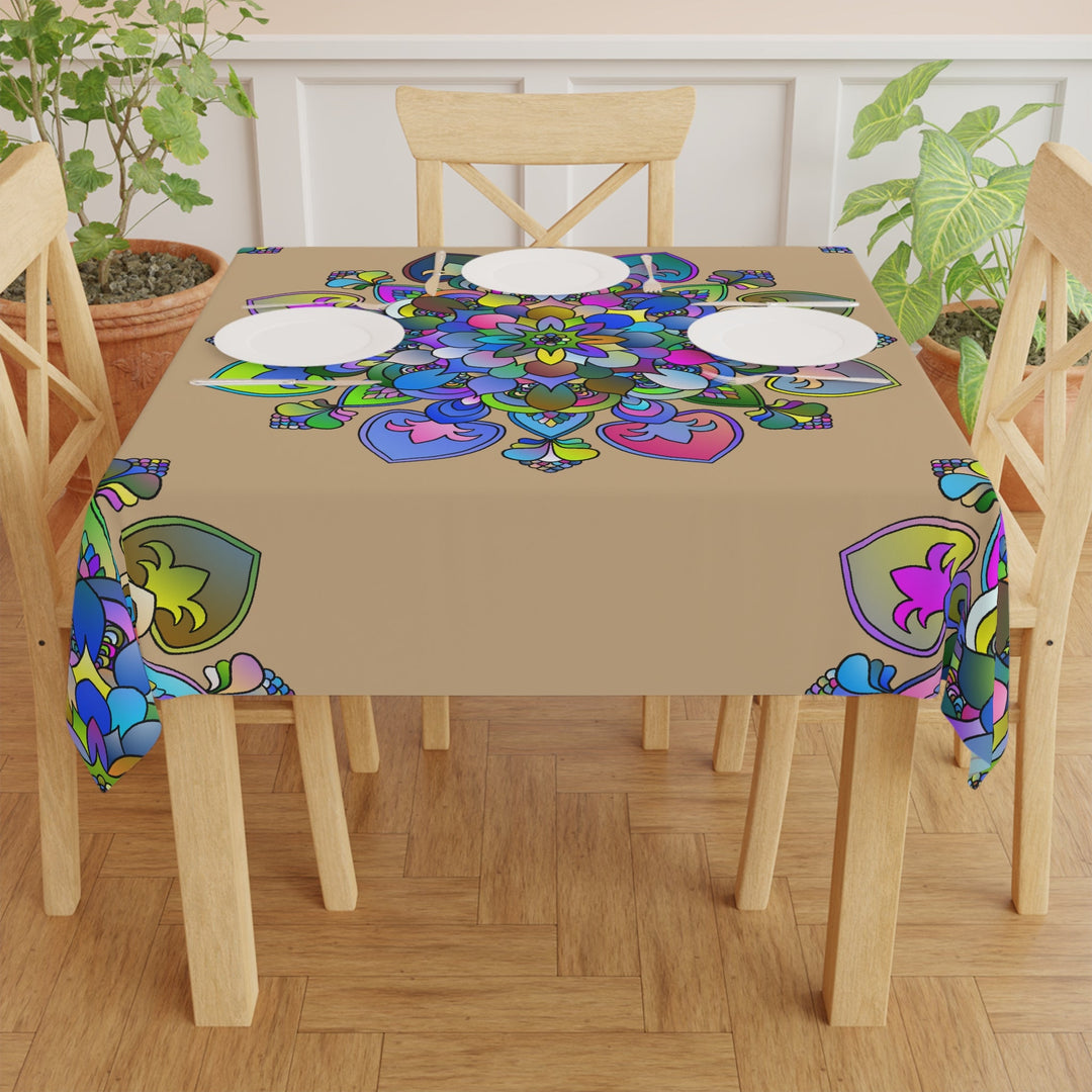 Vibrant Mandala Tablecloth - Colorful Sand Art Design Home Decor - Blululi