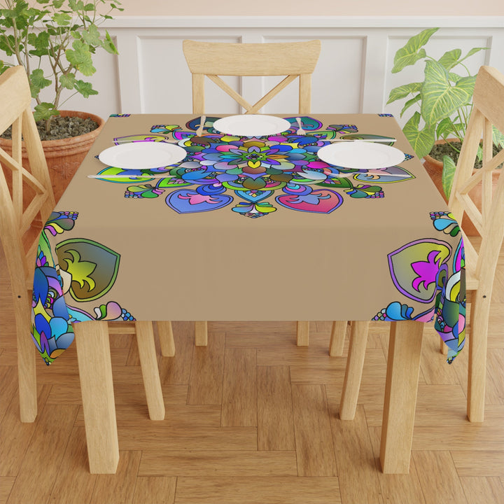 Vibrant Mandala Tablecloth - Colorful Sand Art Design Home Decor - Blululi