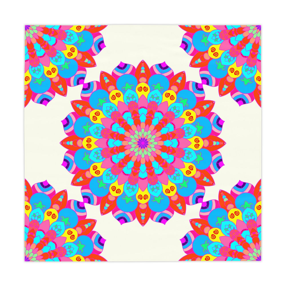 Vibrant Mandala Tablecloth - Ivory, Circular Design Home Decor - Blululi