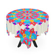 Vibrant Mandala Tablecloth - Ivory, Circular Design Home Decor - Blululi