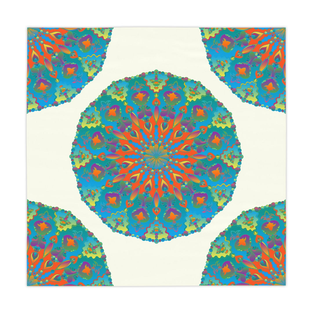 Vibrant Mandala Tablecloth - Ivory, Circular Design Home Decor - Blululi