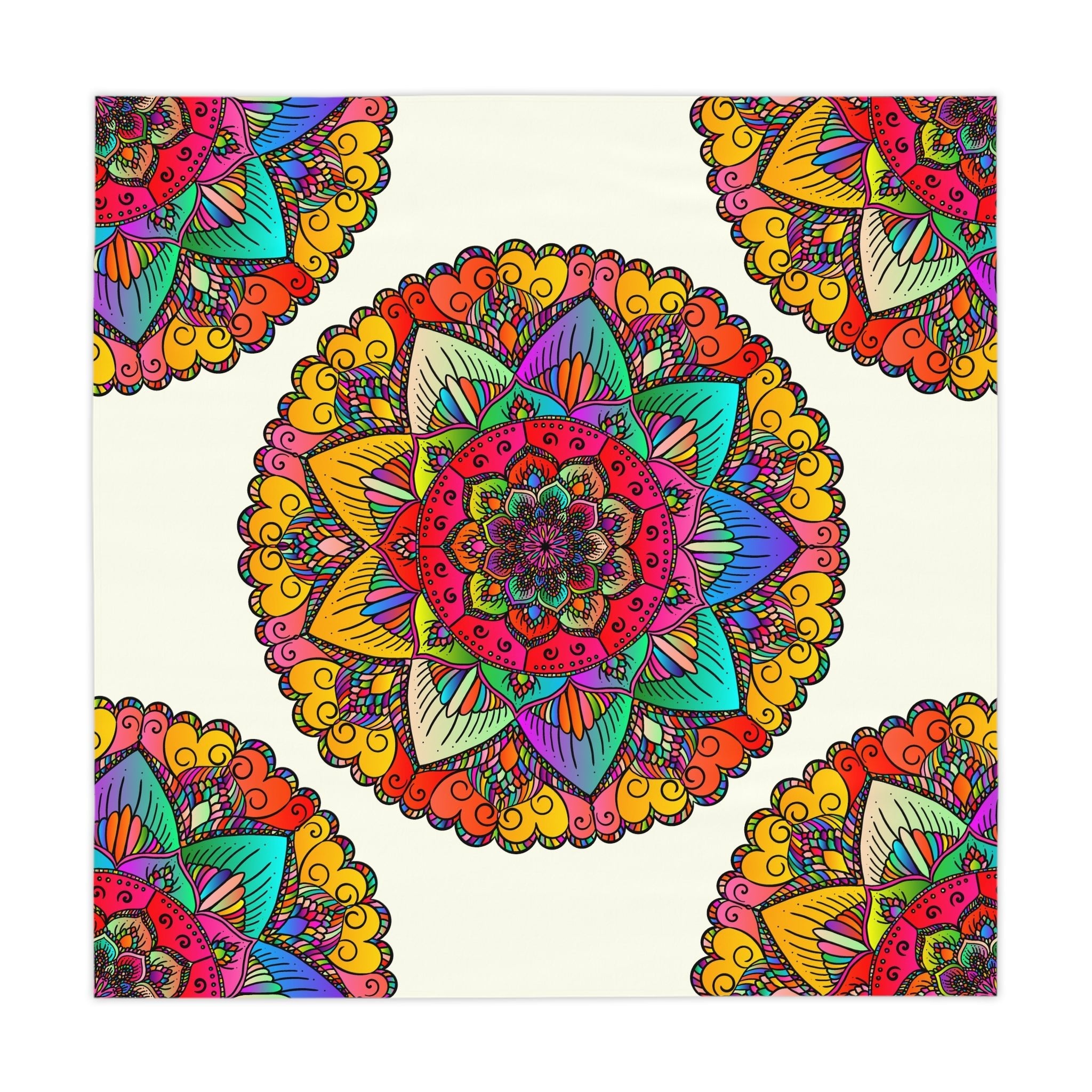 Vibrant Mandala Tablecloth - Ivory Home Decor - Blululi