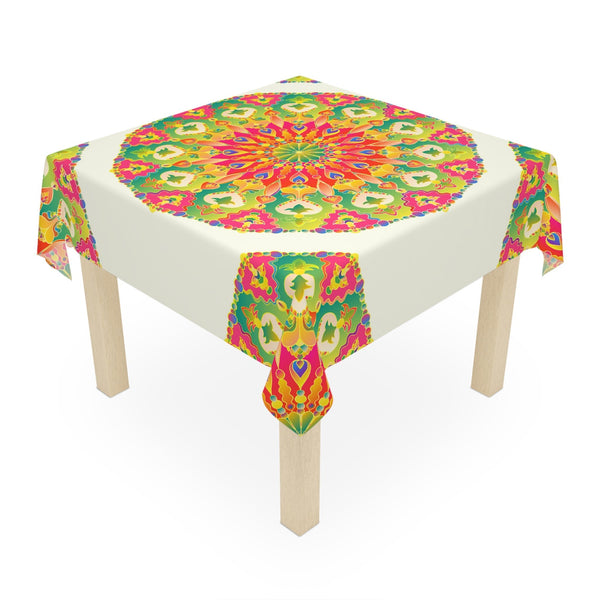 Vibrant Mandala Tablecloth - Ivory Home Decor - Blululi