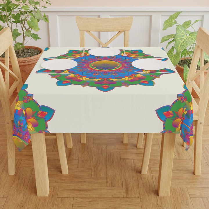 Vibrant Mandala Tablecloth - Ivory Home Decor - Blululi