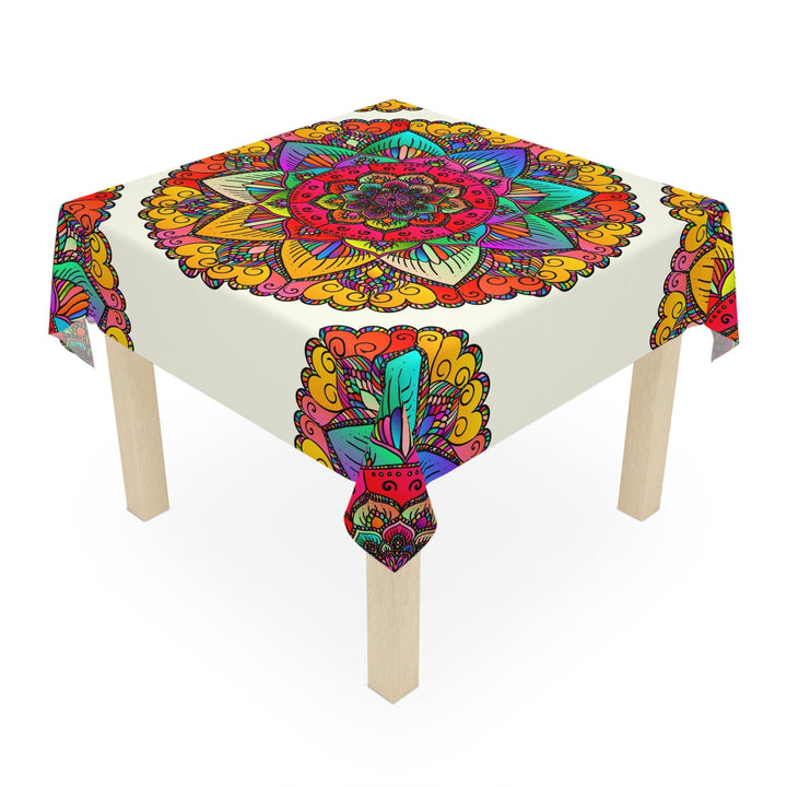 Vibrant Mandala Tablecloth - Ivory Home Decor - Blululi