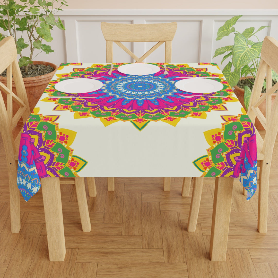 Vibrant Mandala Tablecloth - Ivory Home Decor - Blululi