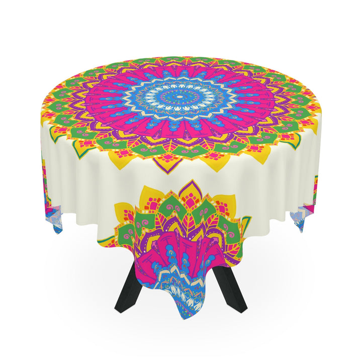 Vibrant Mandala Tablecloth - Ivory Home Decor - Blululi