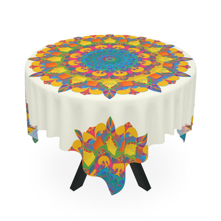 Vibrant Mandala Tablecloth - Ivory Home Decor - Blululi