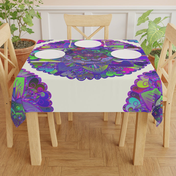 Vibrant Mandala Tablecloth - Ivory Home Decor - Blululi