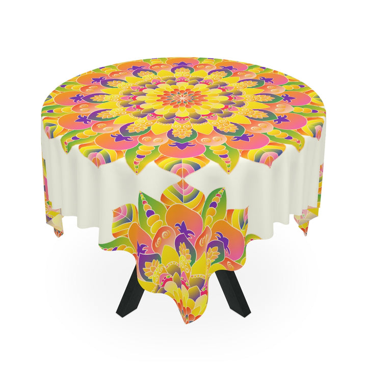 Vibrant Mandala Tablecloth - Ivory Home Decor - Blululi