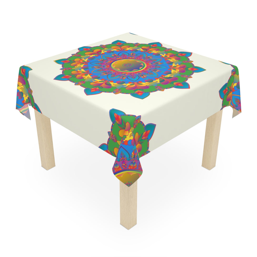 Vibrant Mandala Tablecloth - Ivory Home Decor - Blululi