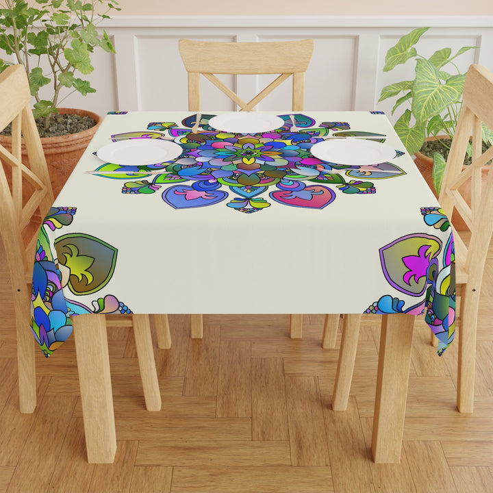 Vibrant Mandala Tablecloth - Ivory Home Decor - Blululi