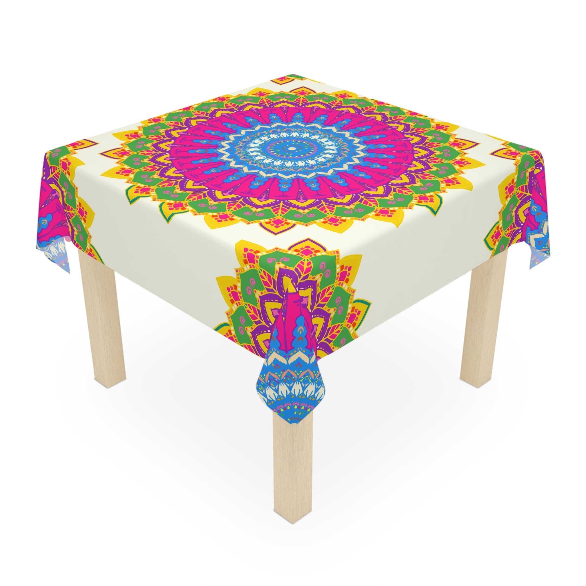 Vibrant Mandala Tablecloth - Ivory Home Decor - Blululi