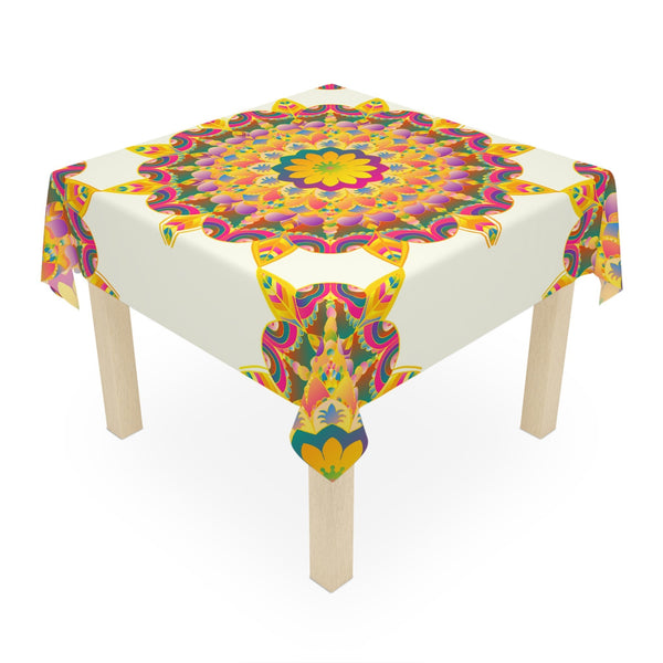 Vibrant Mandala Tablecloth - Ivory Home Decor - Blululi