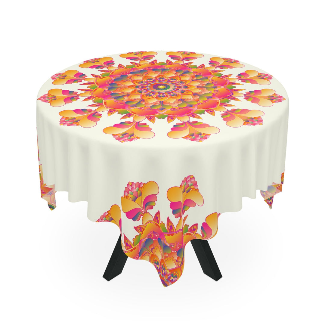 Vibrant Mandala Tablecloth - Ivory Home Decor - Blululi