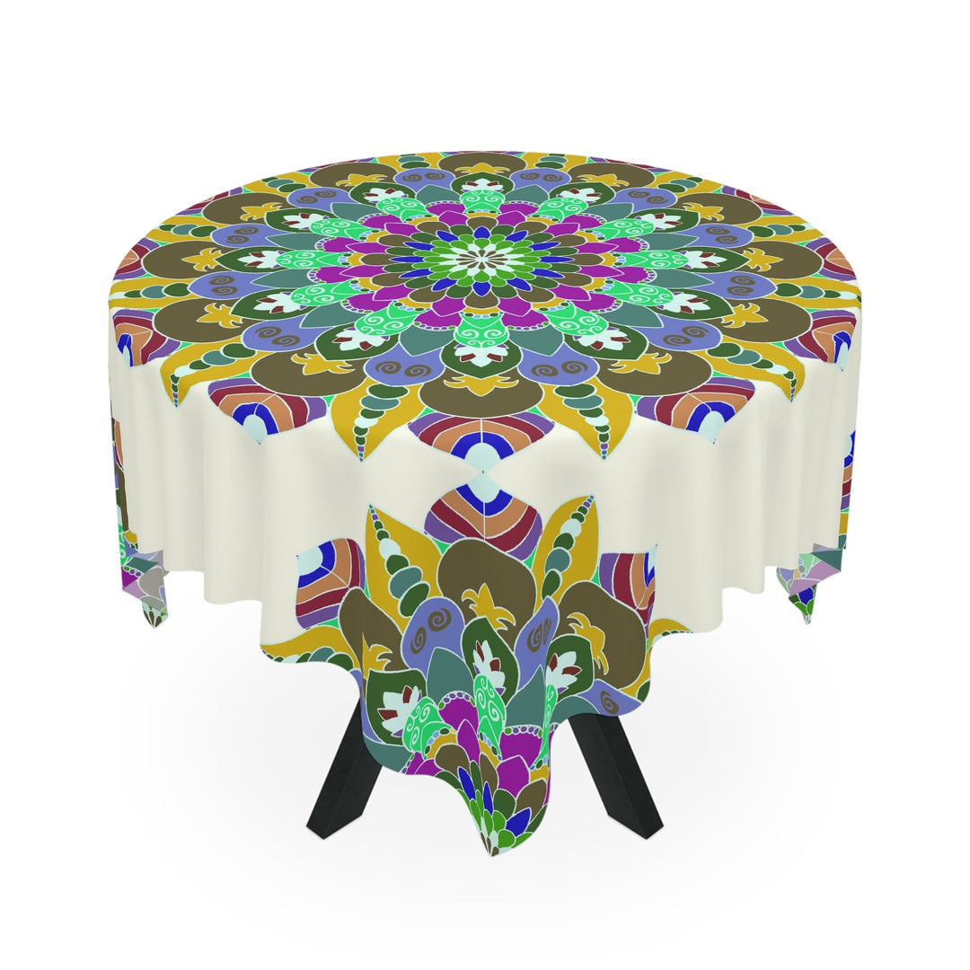 Vibrant Mandala Tablecloth - Ivory Home Decor - Blululi