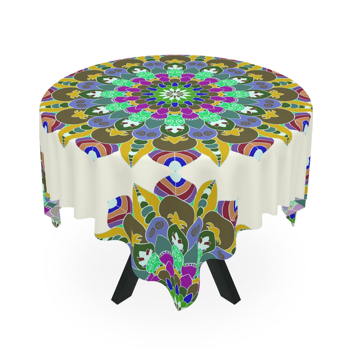 Vibrant Mandala Tablecloth - Ivory Home Decor - Blululi