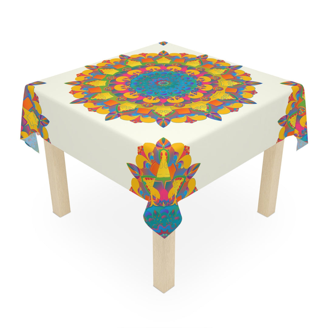 Vibrant Mandala Tablecloth - Ivory Home Decor - Blululi