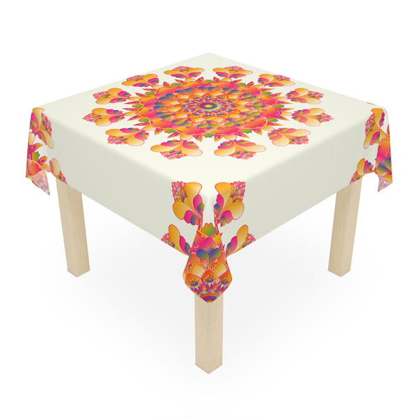 Vibrant Mandala Tablecloth - Ivory Home Decor - Blululi