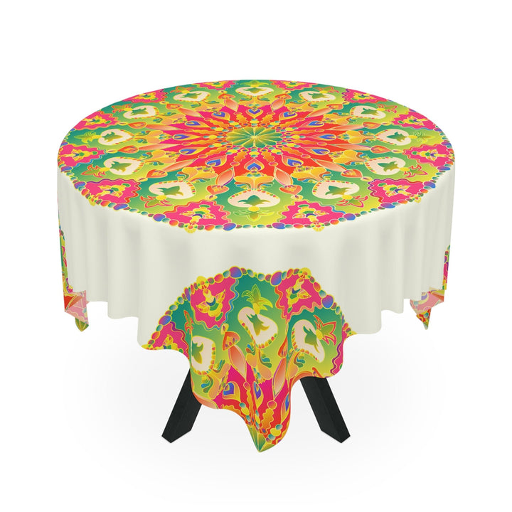 Vibrant Mandala Tablecloth - Ivory Home Decor - Blululi