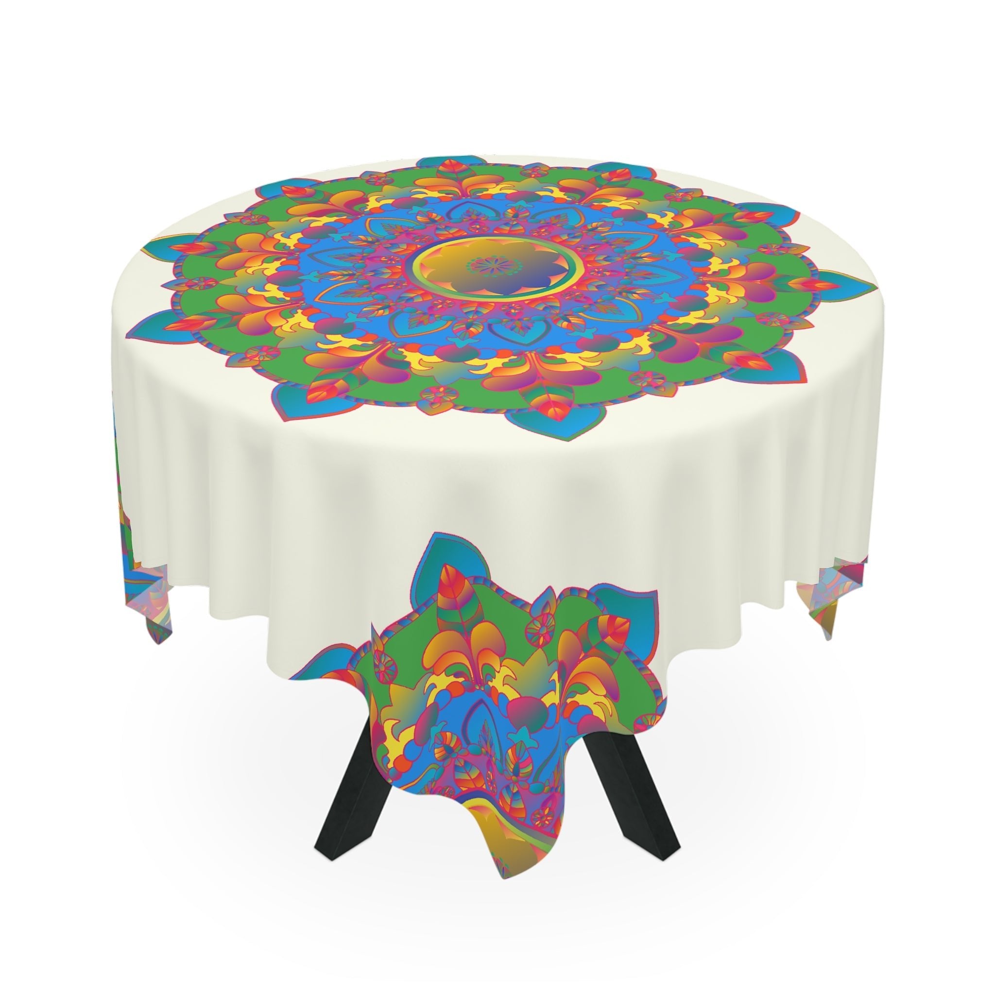 Vibrant Mandala Tablecloth - Ivory Home Decor - Blululi