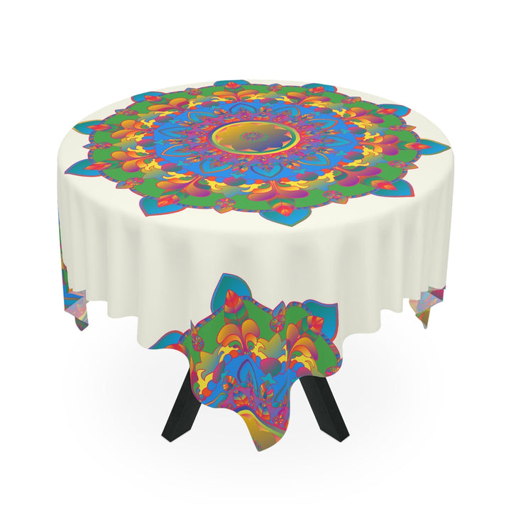 Vibrant Mandala Tablecloth - Ivory Home Decor - Blululi