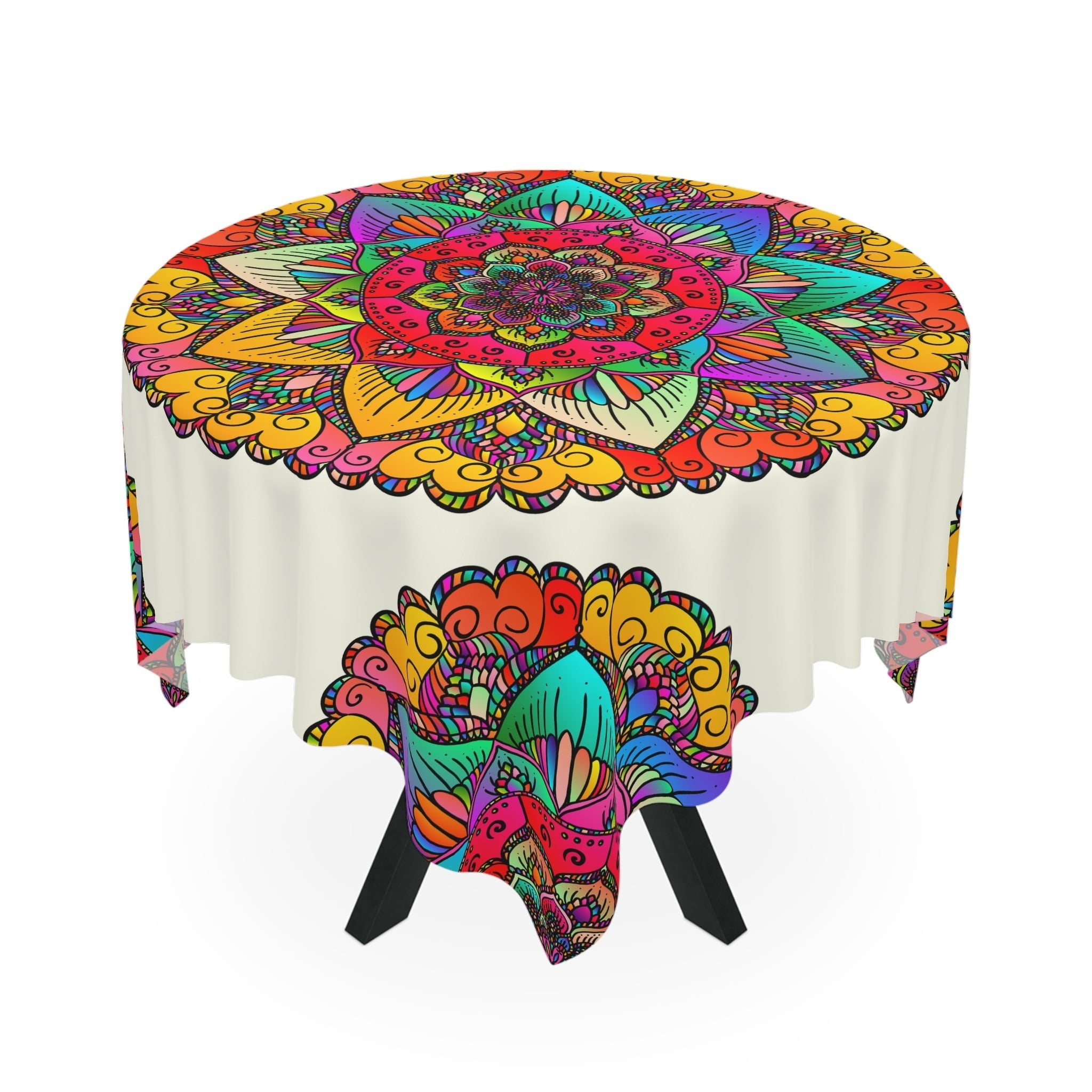 Vibrant Mandala Tablecloth - Ivory Home Decor - Blululi