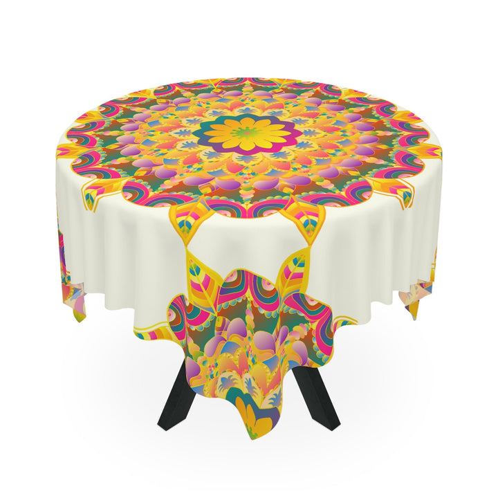 Vibrant Mandala Tablecloth - Ivory Home Decor - Blululi