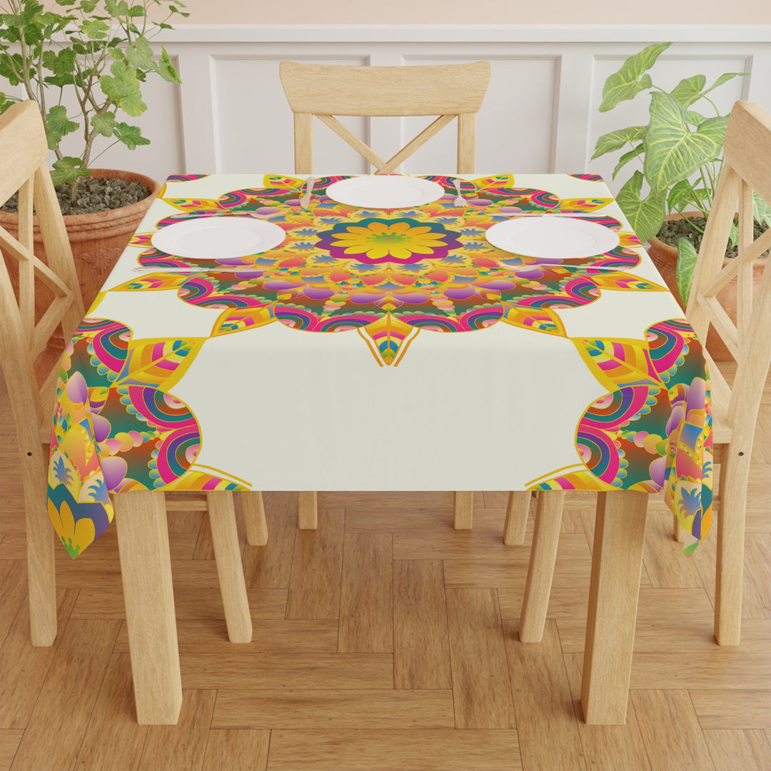 Vibrant Mandala Tablecloth - Ivory Home Decor - Blululi