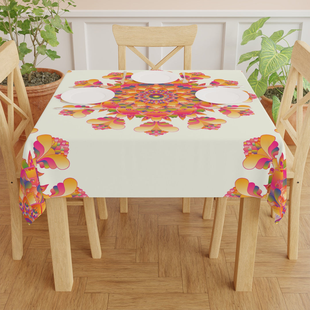 Vibrant Mandala Tablecloth - Ivory Home Decor - Blululi