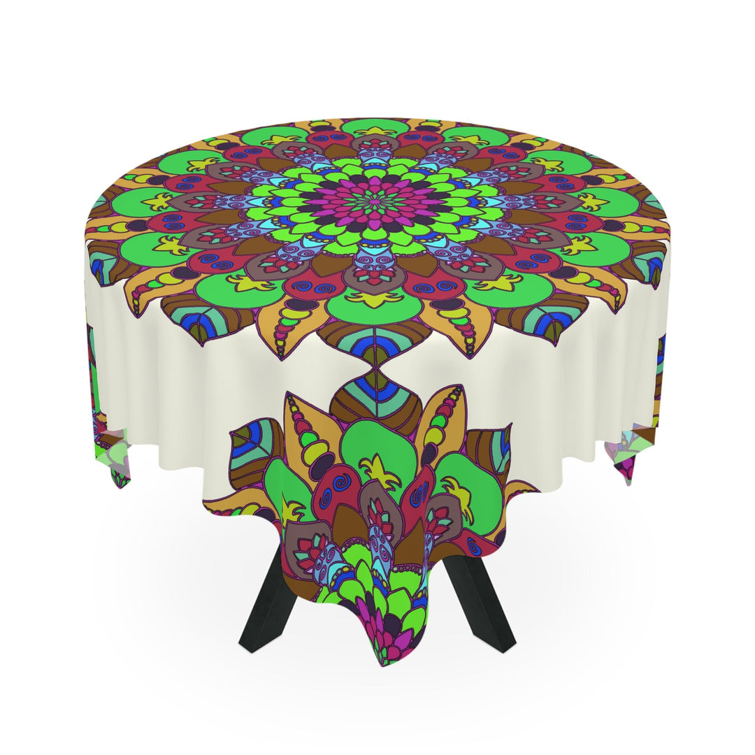 Vibrant Mandala Tablecloth - Ivory Home Decor - Blululi