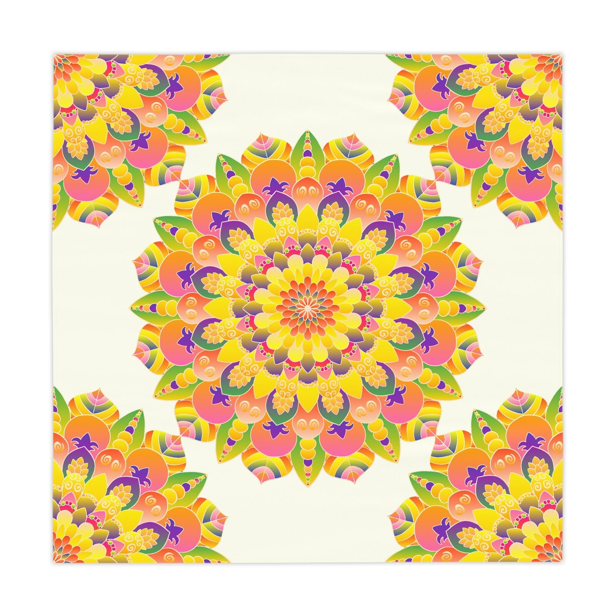 Vibrant Mandala Tablecloth - Ivory Home Decor - Blululi